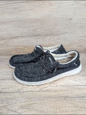 Hey Dudes Wally Youth Stretch Black Slip On Shoes Size Youth 5 Ladies 6
